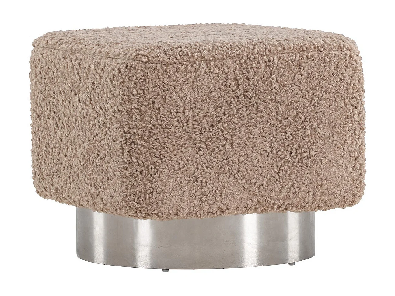 Pouf Design Tissu Bouclette "Newton" 45cm Marron