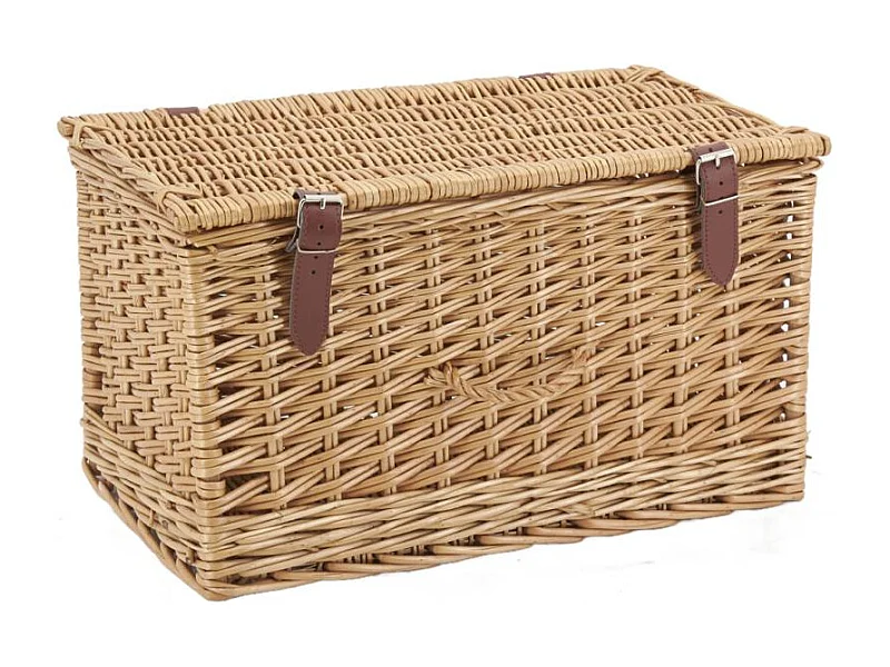 Coffre en osier buff brun et polyuréthane Moyen modèle