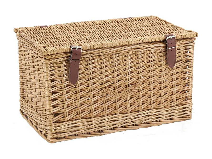 Coffre en osier buff brun et polyuréthane Moyen modèle