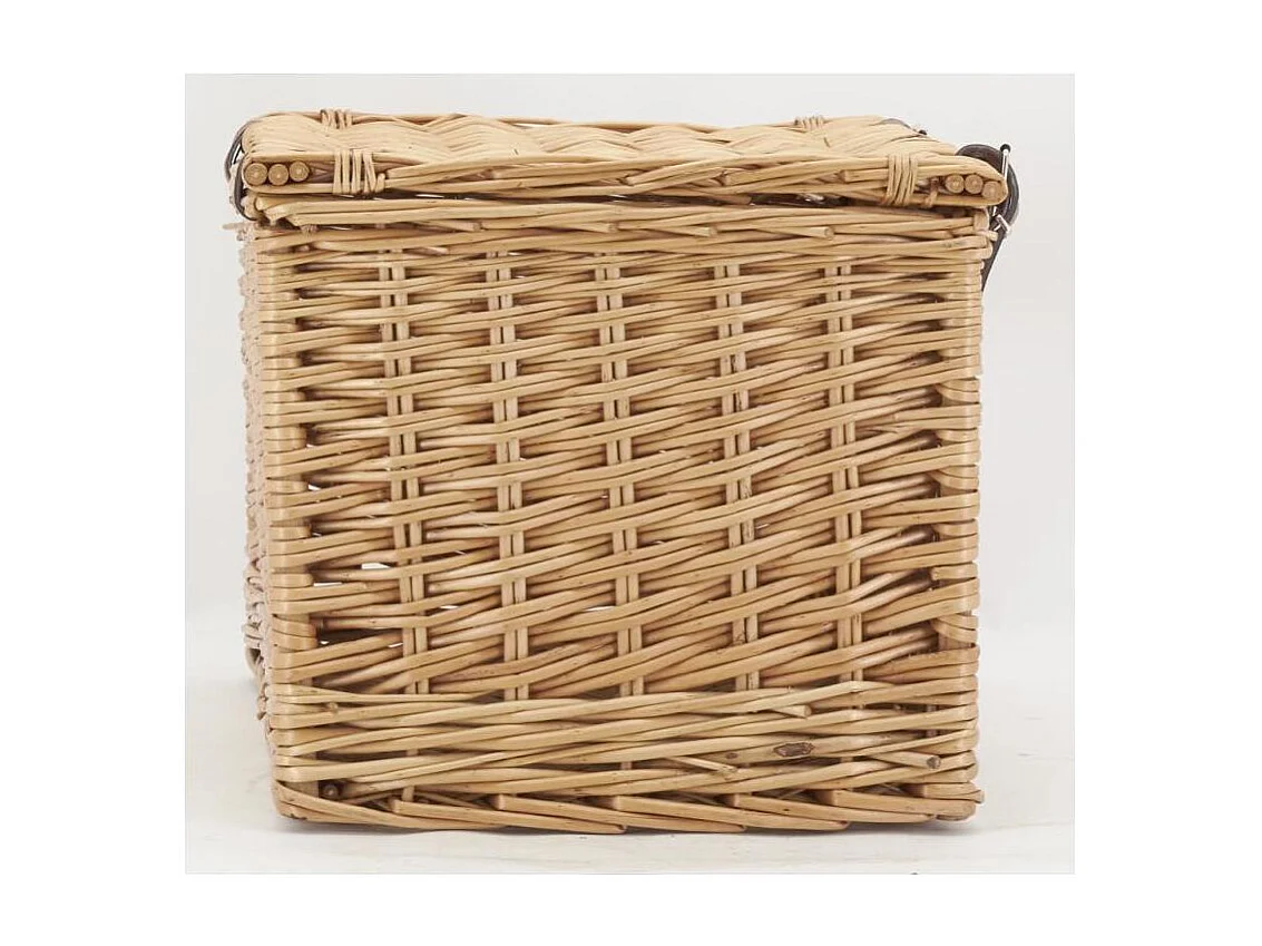 Coffre en osier buff brun et polyuréthane Moyen modèle