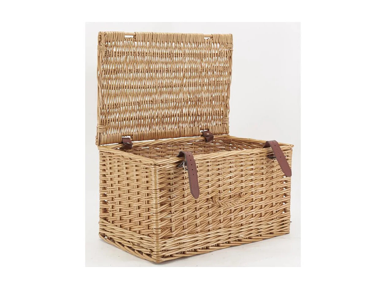 Coffre en osier buff brun et polyuréthane Moyen modèle