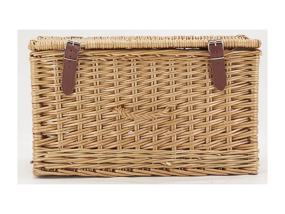 Coffre en osier buff brun et polyuréthane Moyen modèle