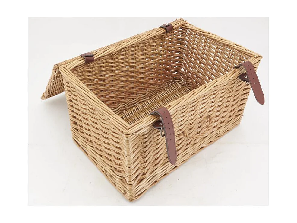 Coffre en osier buff brun et polyuréthane Moyen modèle