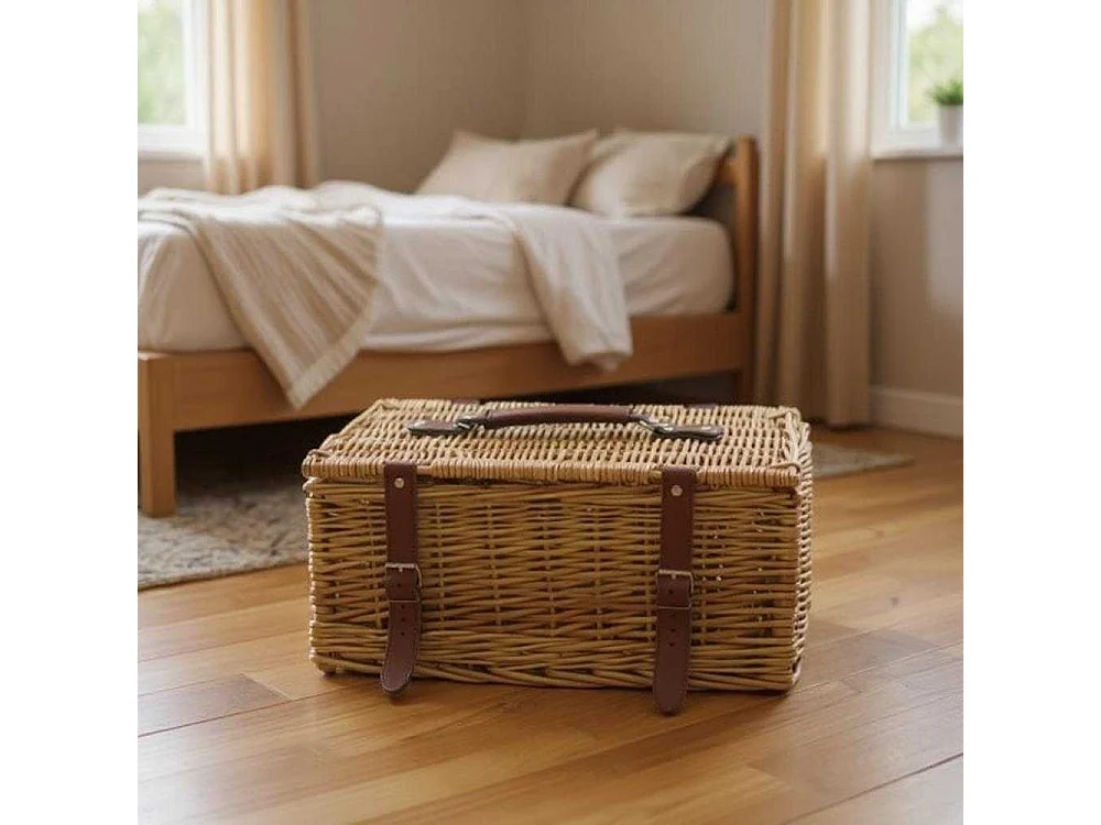 Coffre en osier buff brun et polyuréthane L39 Petit modèle