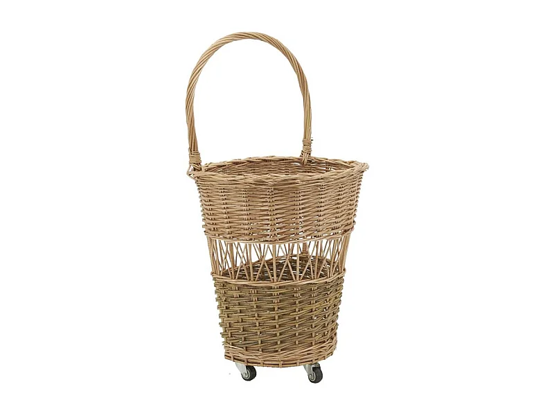 Chariot à bûches en osier buff brun Ajouré