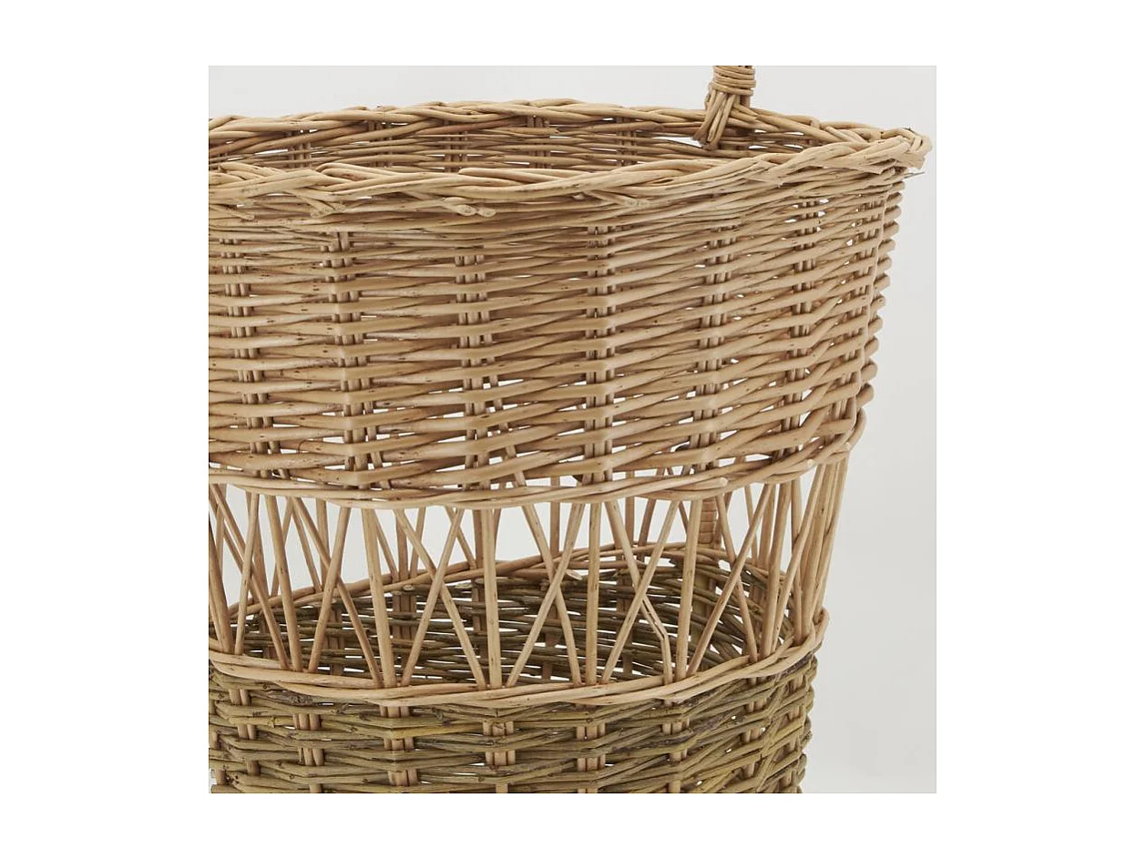 Chariot à bûches en osier buff brun Ajouré