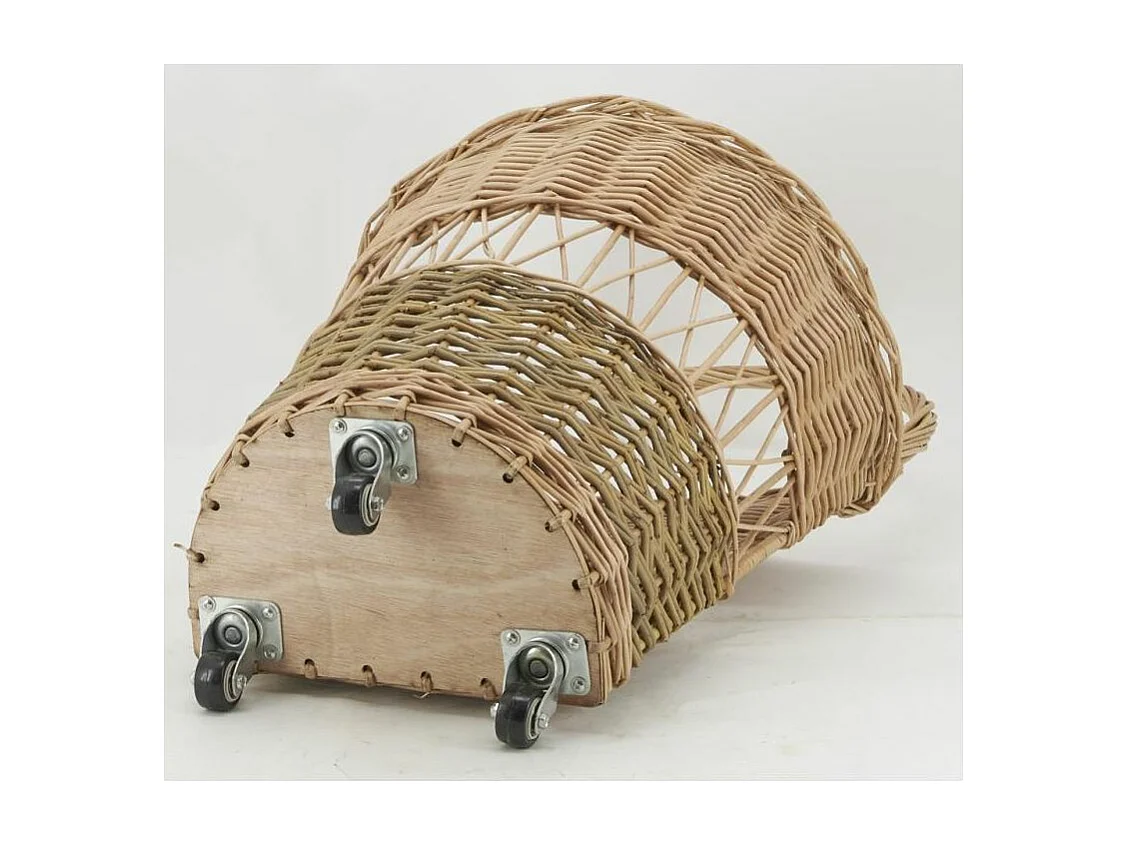 Chariot à bûches en osier buff brun Ajouré