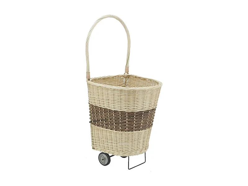 Chariot à bûches en osier bicolore Modèle 1