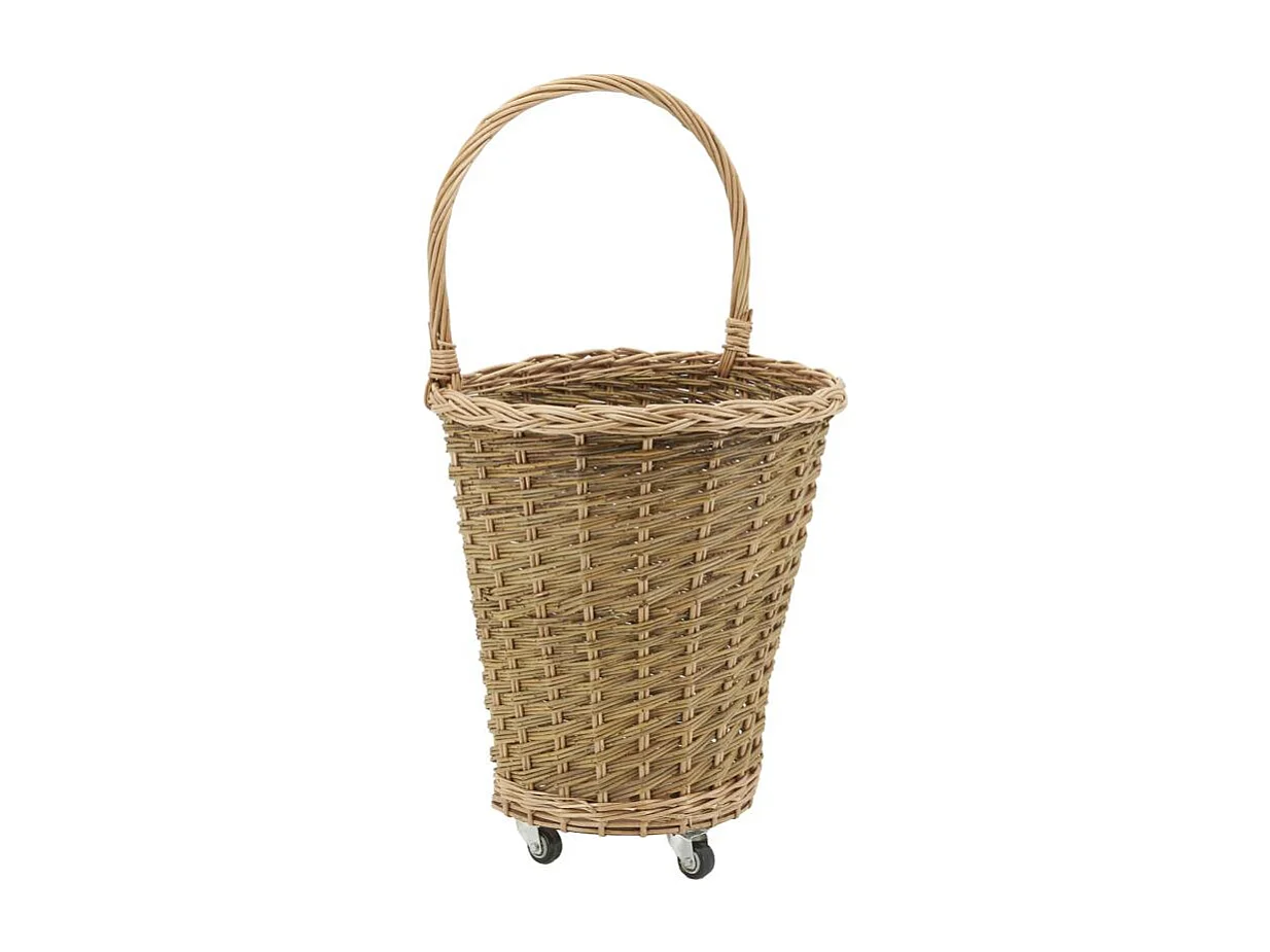 Chariot à bûches en osier buff brun Tressage plein