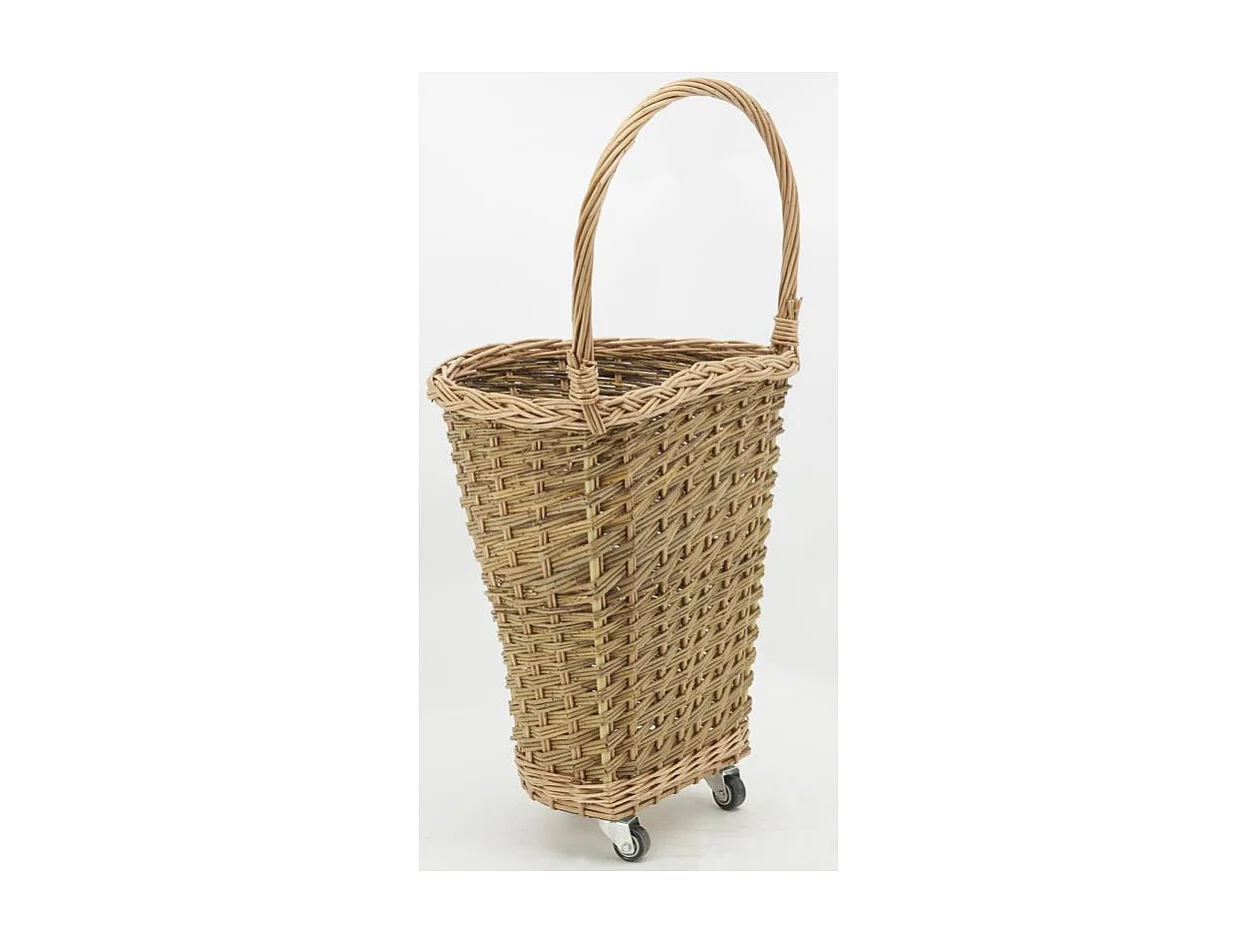 Chariot à bûches en osier buff brun Tressage plein