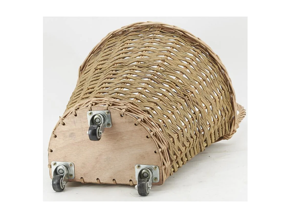 Chariot à bûches en osier buff brun Tressage plein