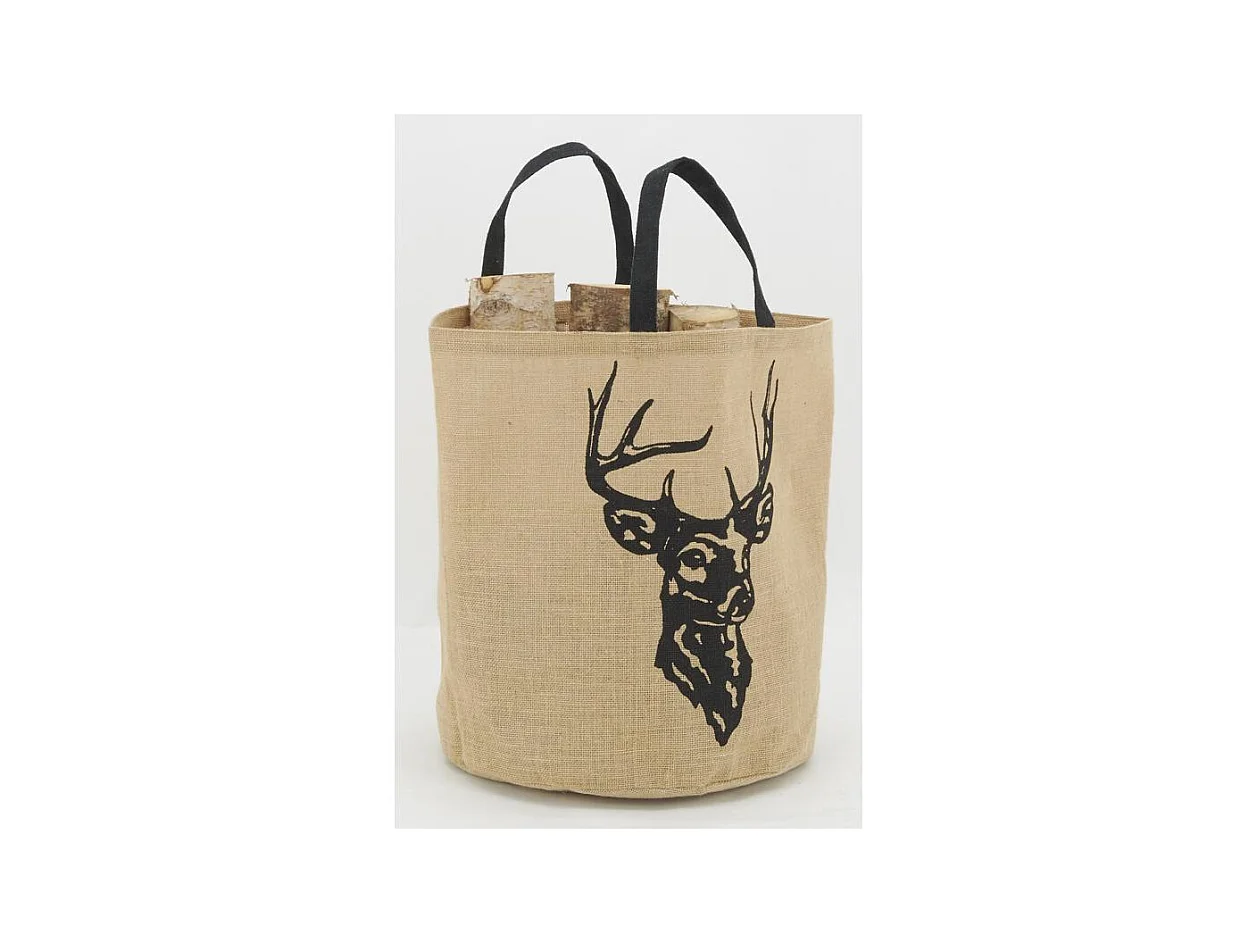 Sac rond en jute naturel plastifié Cerf