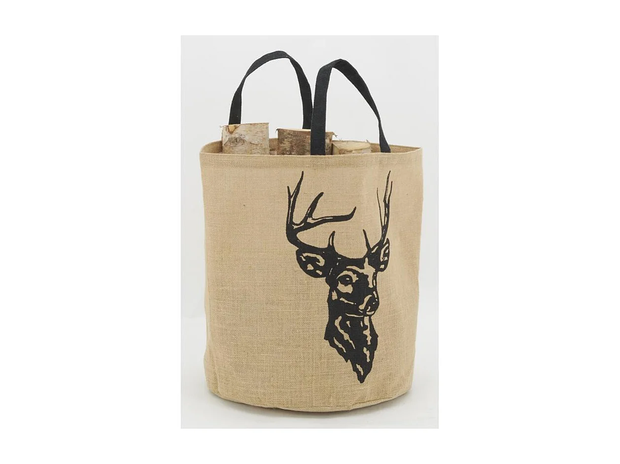 Sac rond en jute naturel plastifié Cerf