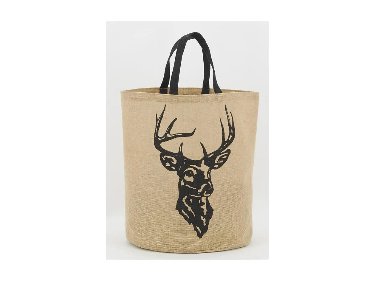 Sac rond en jute naturel plastifié Cerf
