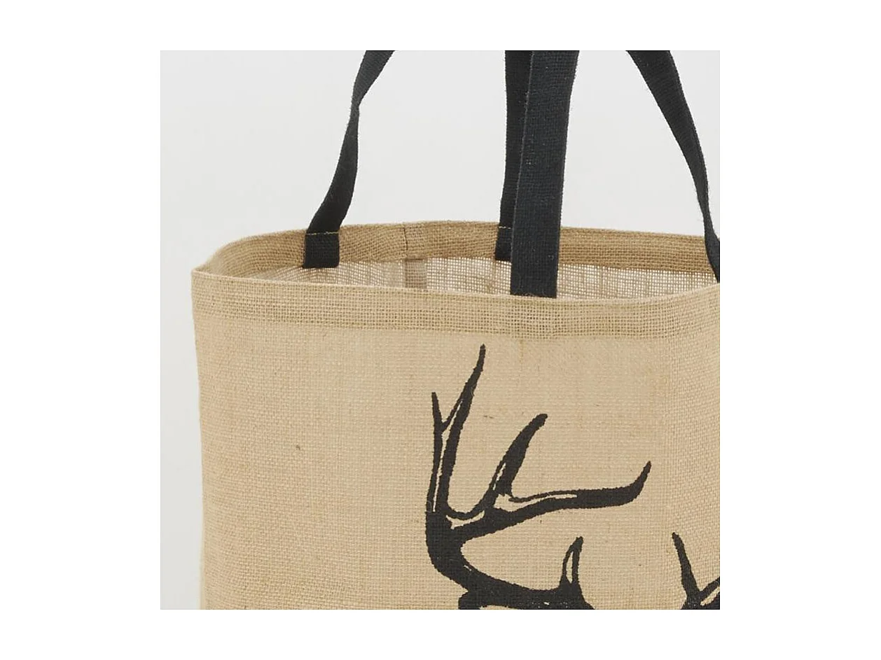 Sac rond en jute naturel plastifié Cerf