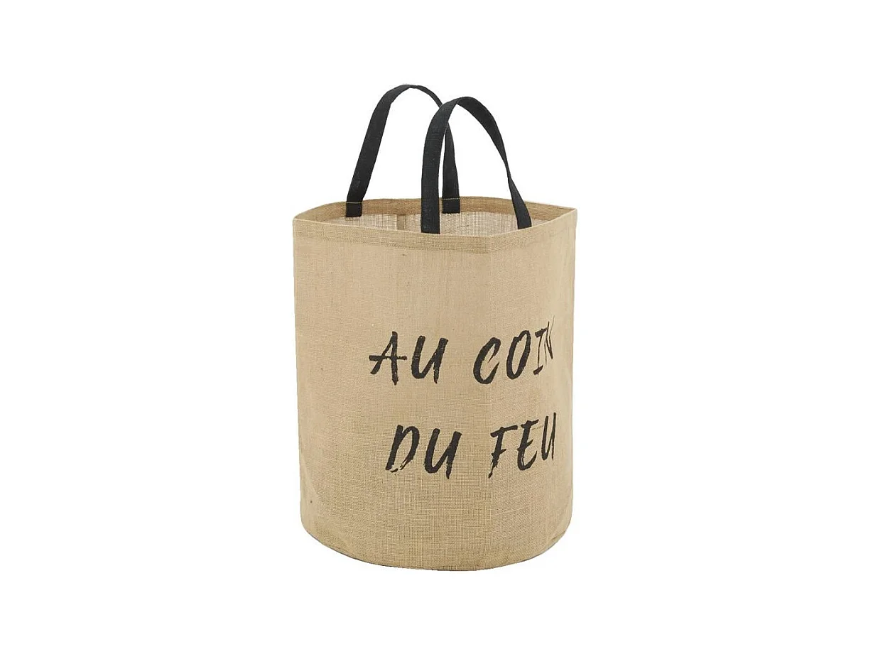 Sac rond en jute naturel plastifié Au coin du feu