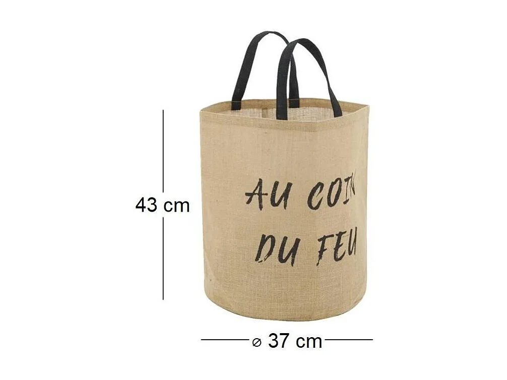 Sac rond en jute naturel plastifié Au coin du feu