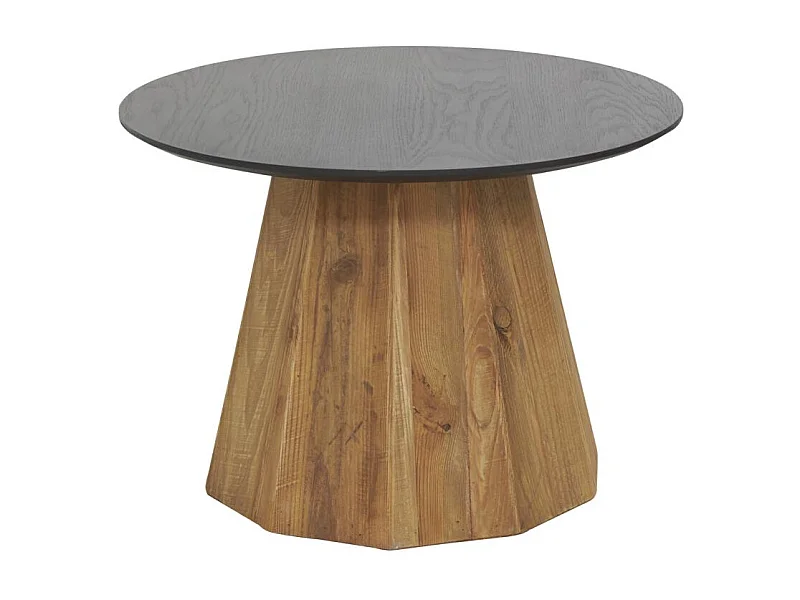 Table basse 60 cm en pin recyclé naturel et noir Rewood