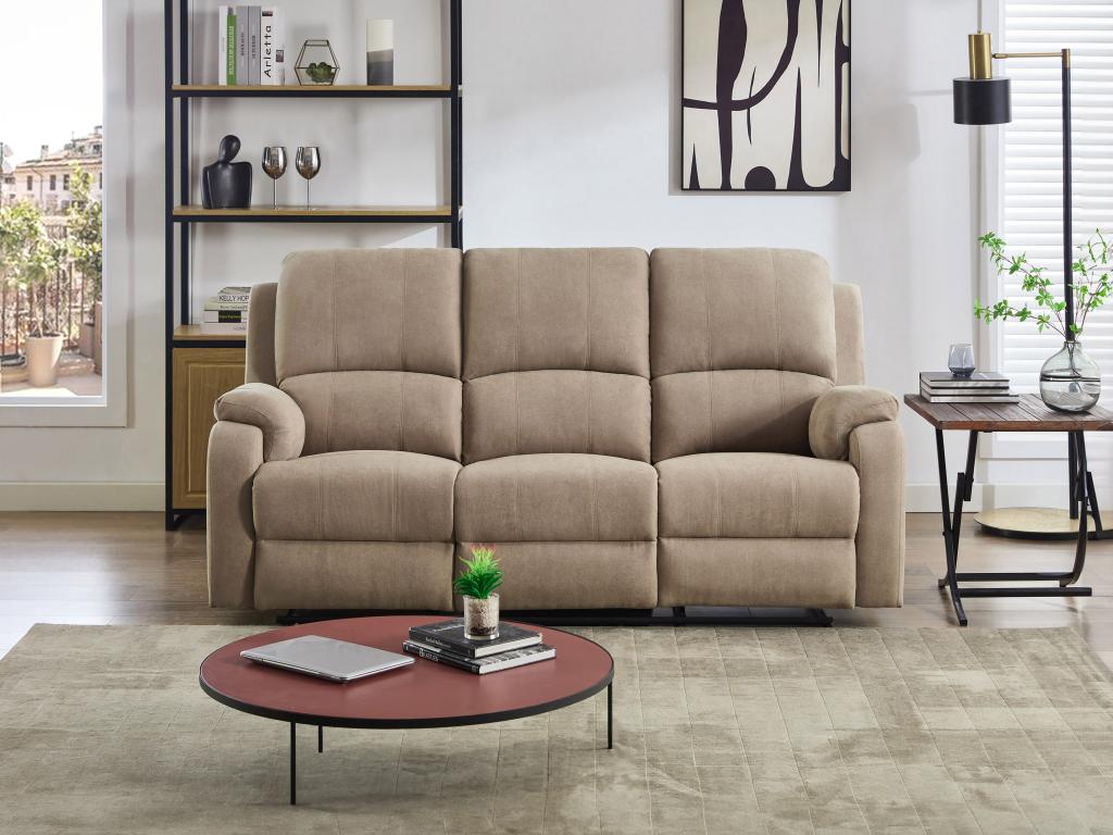 Relaxsofa 3-Sitzer - Mikrofaser - Taupe - BRODY günstig online kaufen