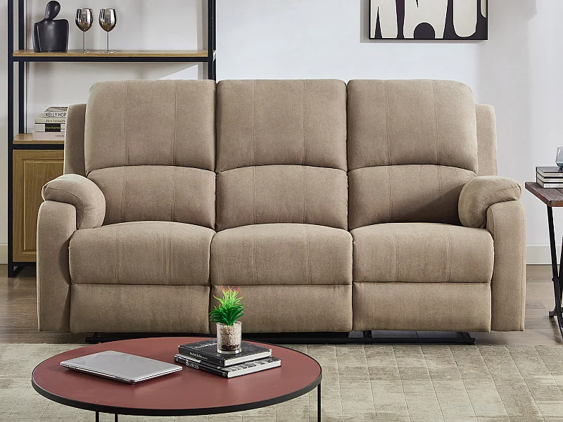 Canapé 3 places relax en microfibre taupe BRODY