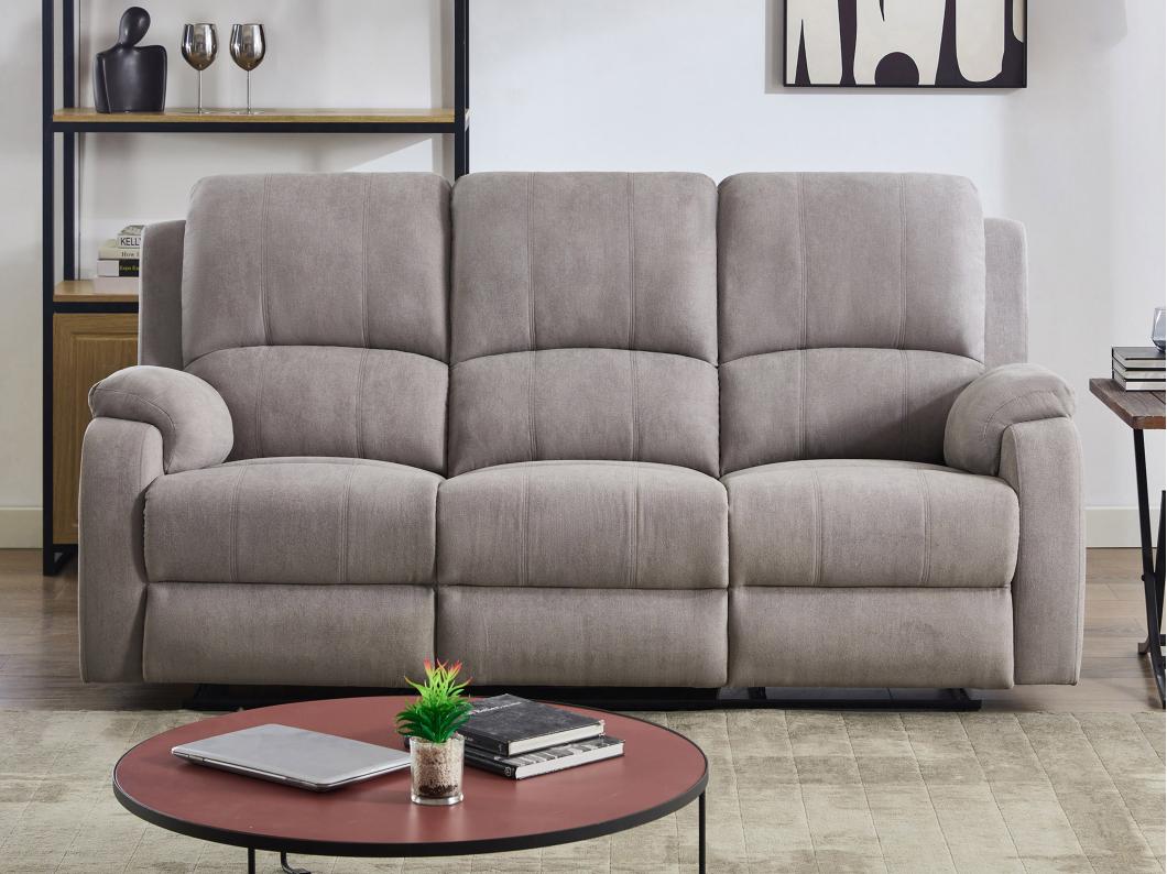 Canapé 3 places relax en microfibre gris clair BRODY