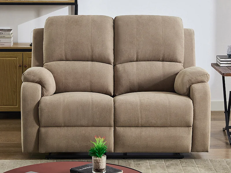 Sofá 2 plazas reclinable de microfibra color topo BRODY