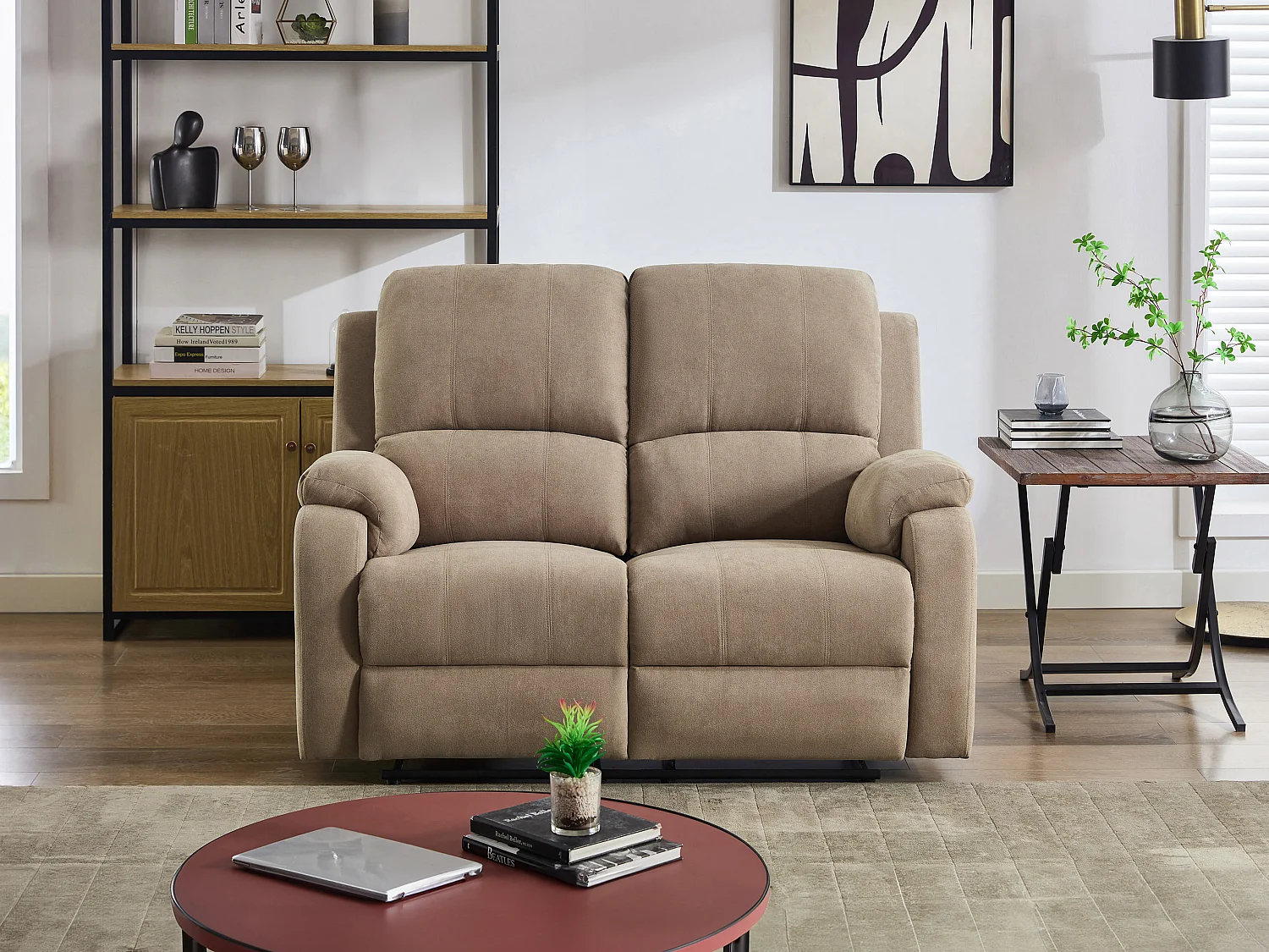 Canapé 2 places relax en microfibre taupe BRODY
