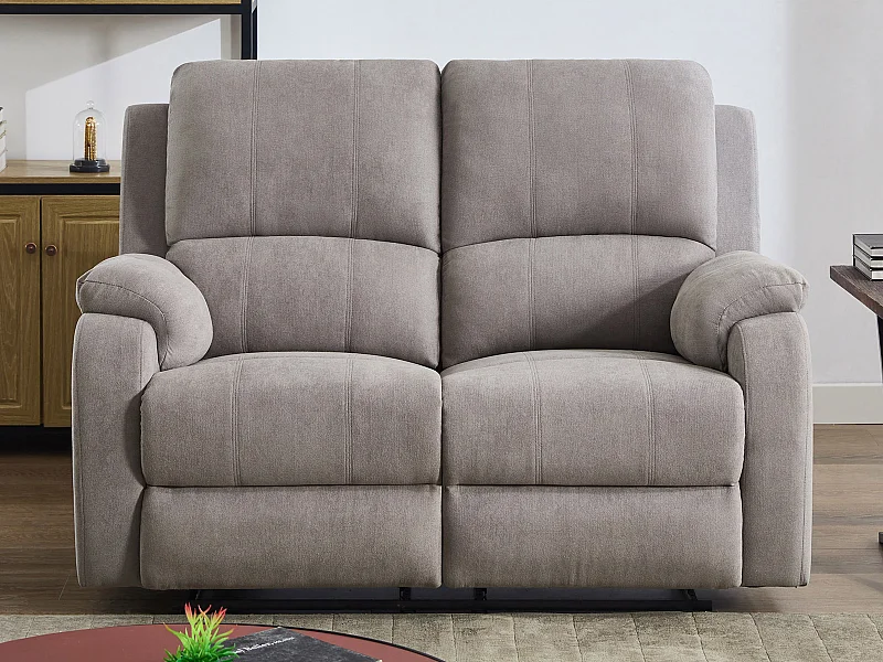 Relaxsofa 2-Sitzer - Mikrofaser - Hellgrau - BRODY