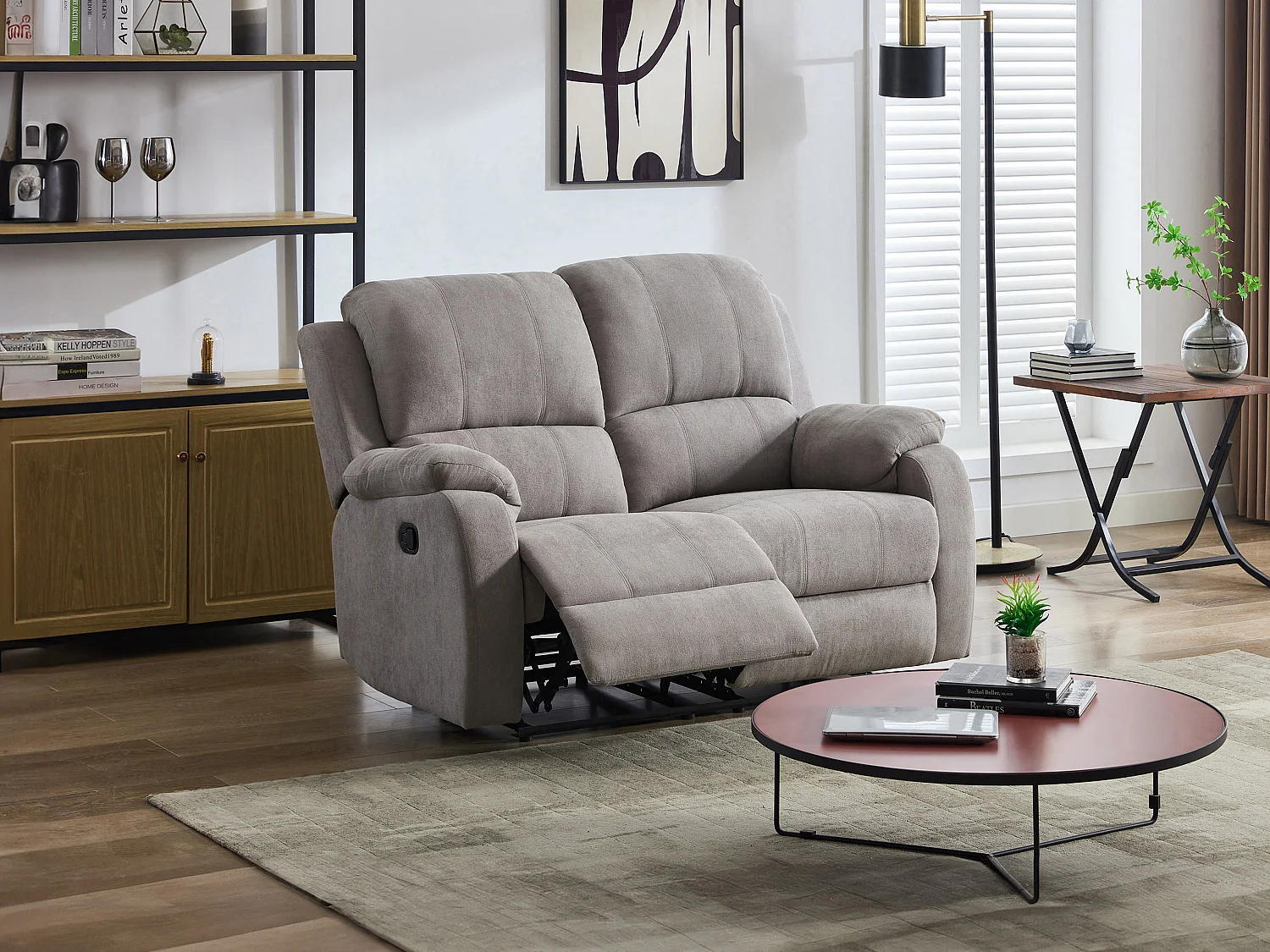 Canapé 2 places relax en microfibre gris clair BRODY