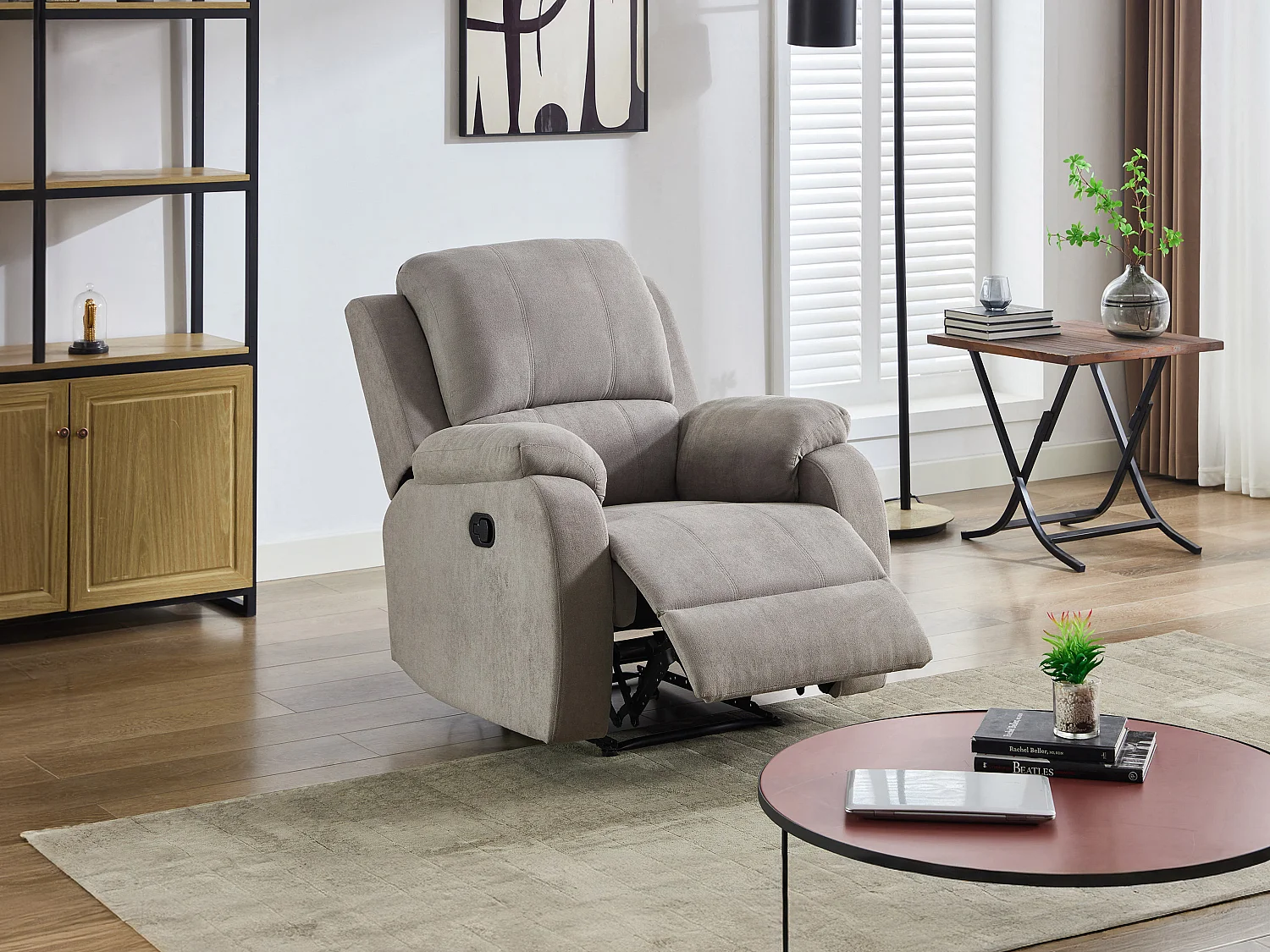 Sillón reclinable de microfibra gris claro BRODY