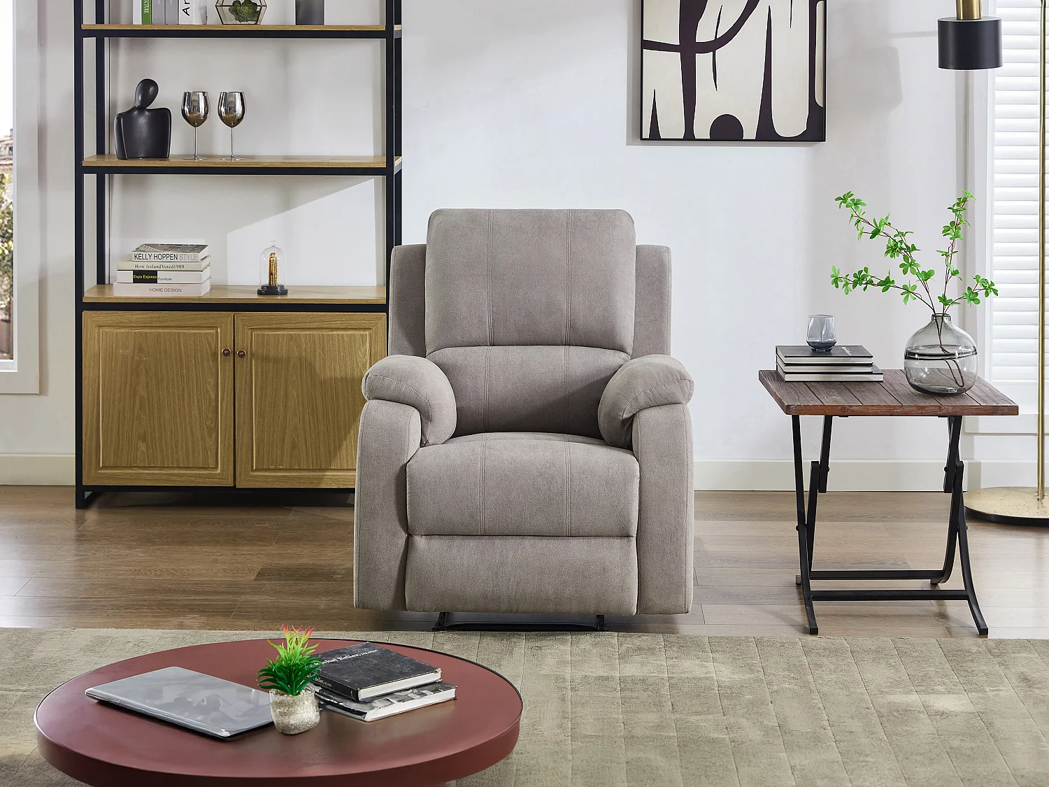 Fauteuil relax en microfibre gris clair BRODY