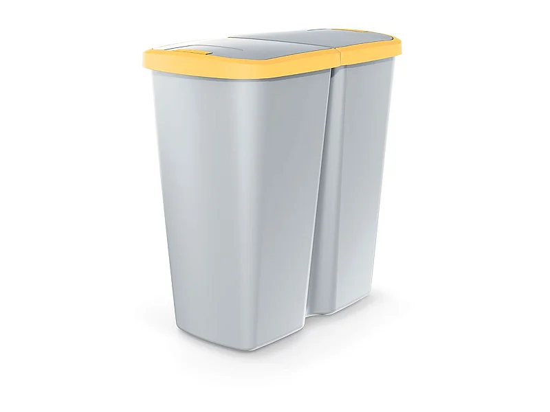 poubelle avec 2 couvercles indépendantes de 45L Grey 48x28x51