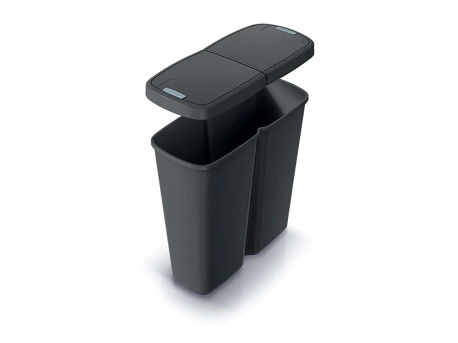 poubelle avec 2 coloris de couvercles indépendantes Keden noire de 50L. 54x24x56