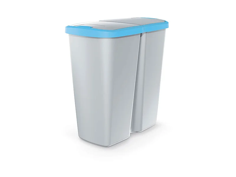 poubelle avec 2 couvercles indépendantes 45L et bleu 48x28x51