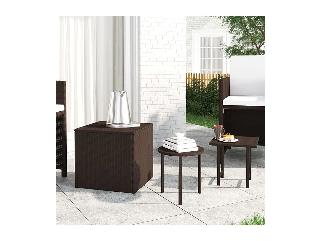 Tavolini 3 pz Marroni in Polyrattan