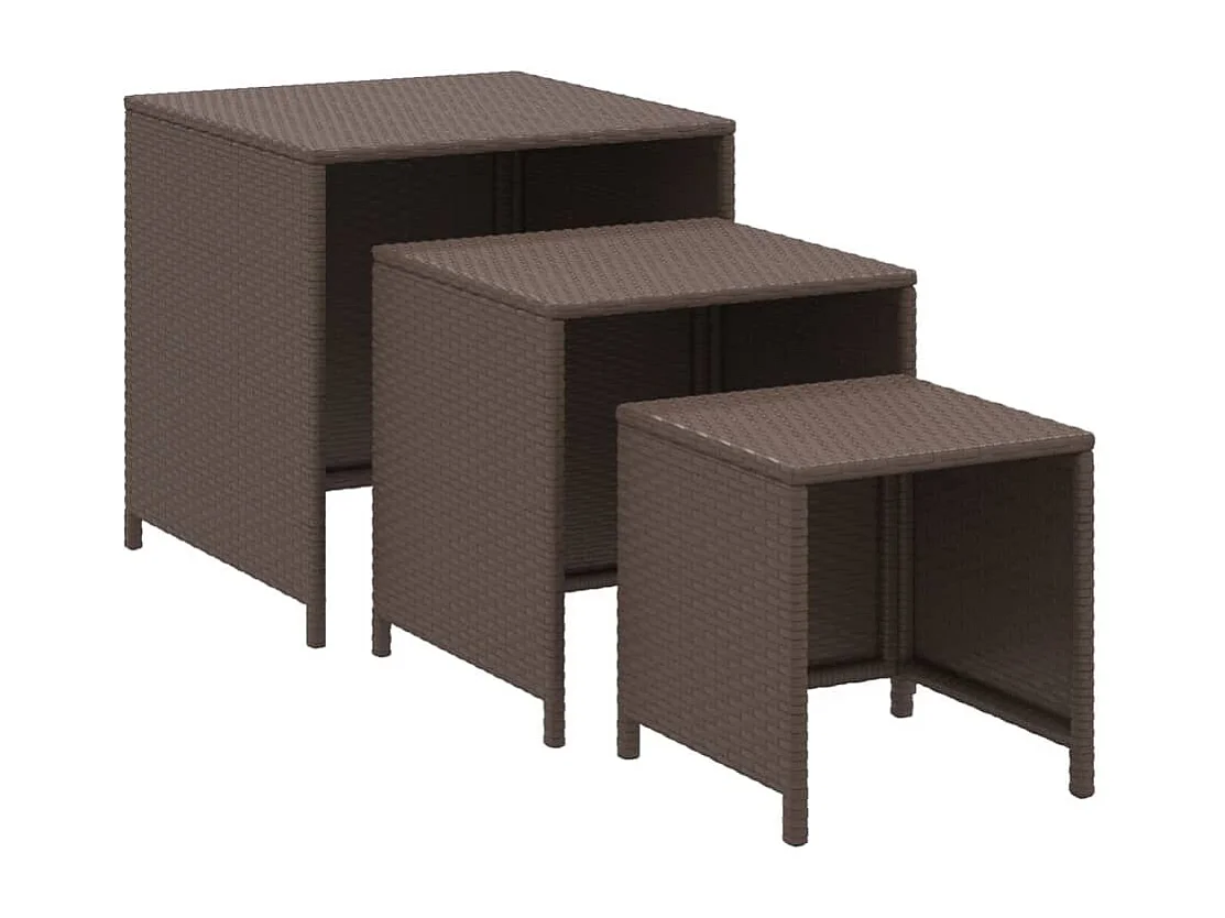 Tafeltjesset 3 st poly rattan bruin