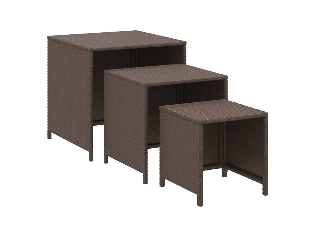 Tafeltjesset 3 st poly rattan bruin