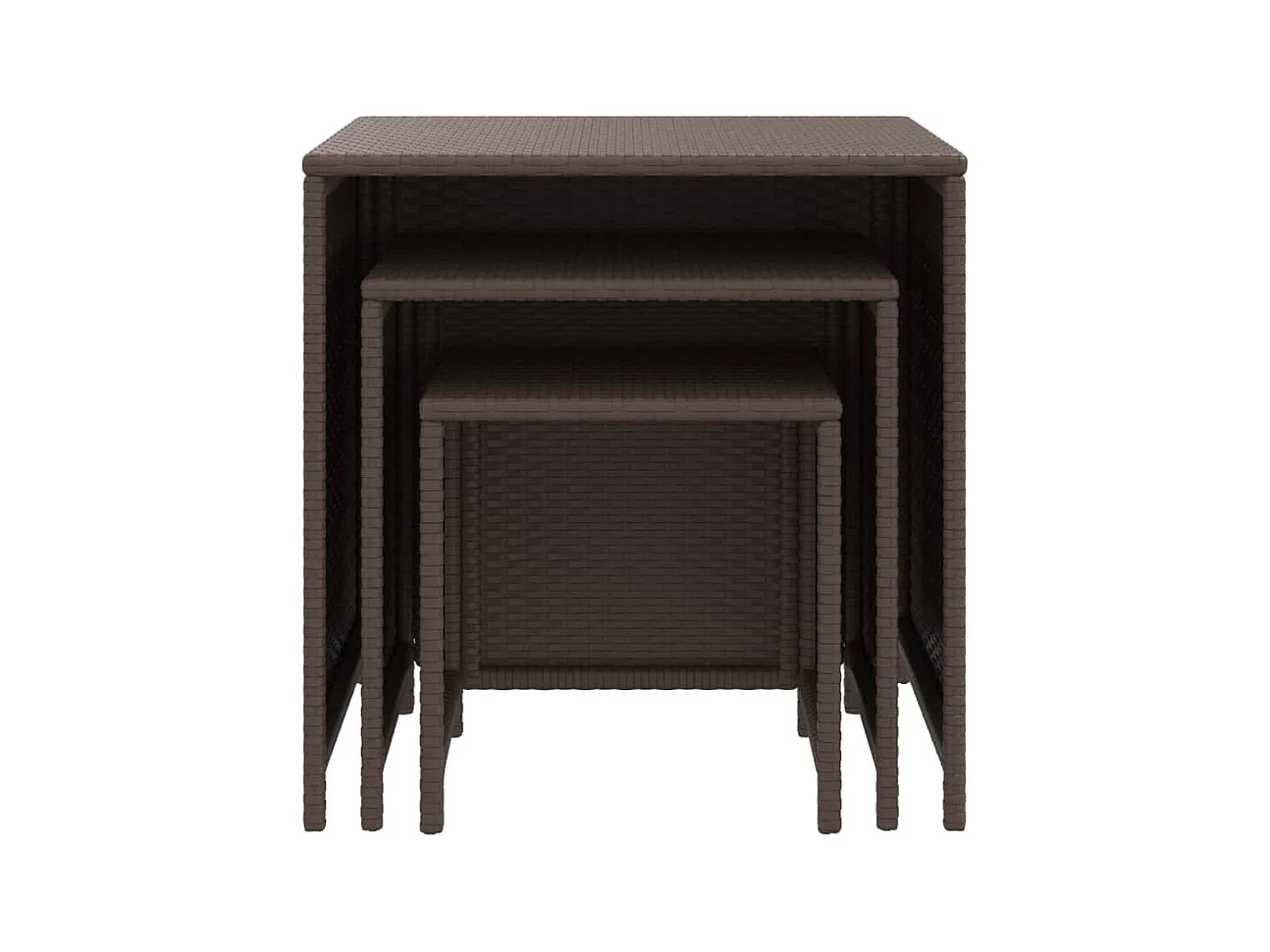 Tafeltjesset 3 st poly rattan bruin