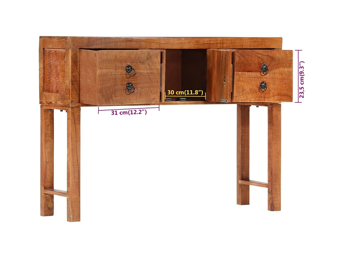 Table console 120x32x80 cm bois massif d'acacia