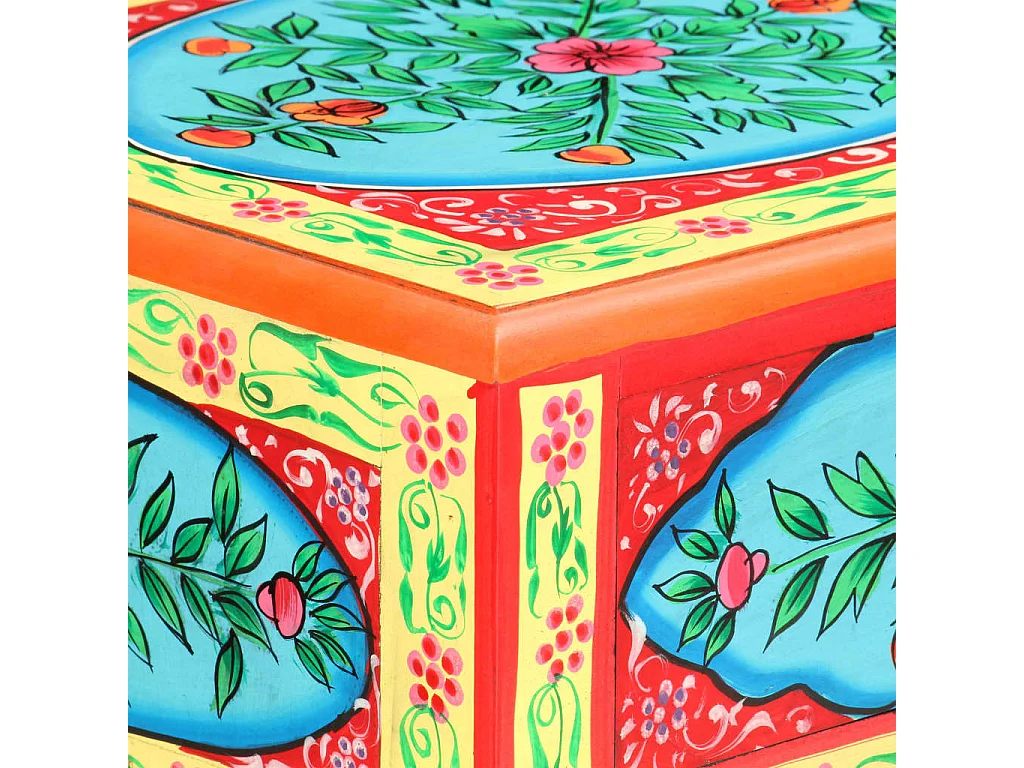 Table console peinte à la main 80x35x75 cm Bois de manguier