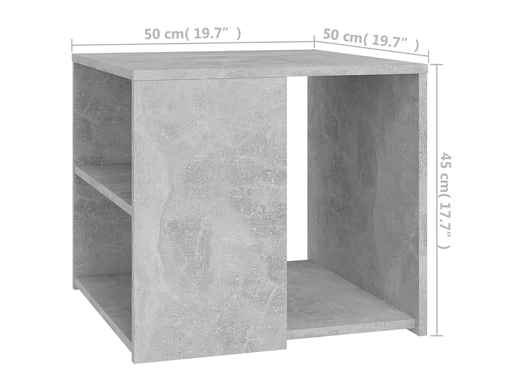 Bijzettafel 50x50x45 cm bewerkt hout betongrijs