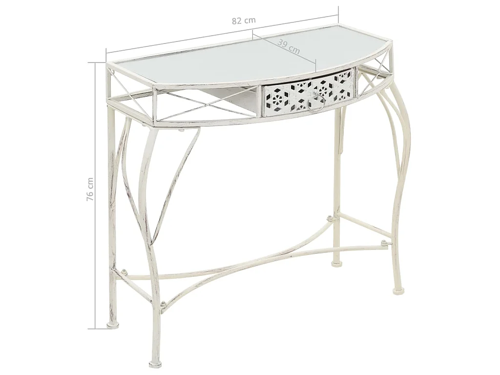Bijzettafel Franse stijl 82x39x76 cm metaal wit