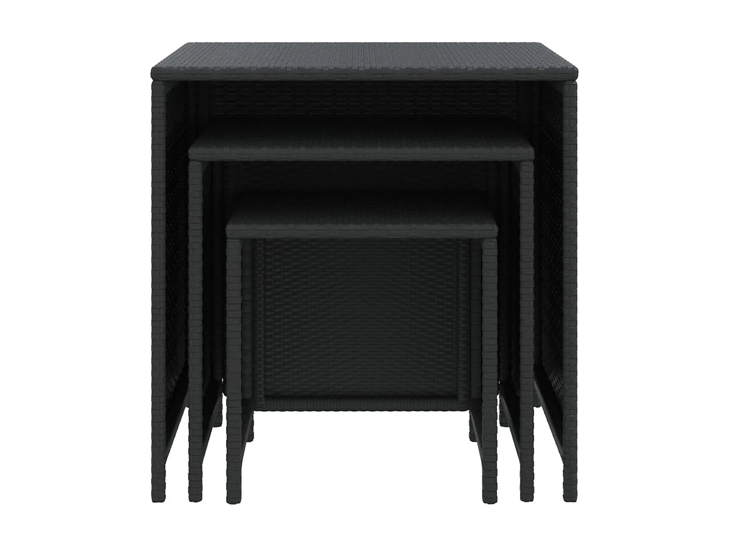 Tables gigognes 3 pcs noir résine tressée