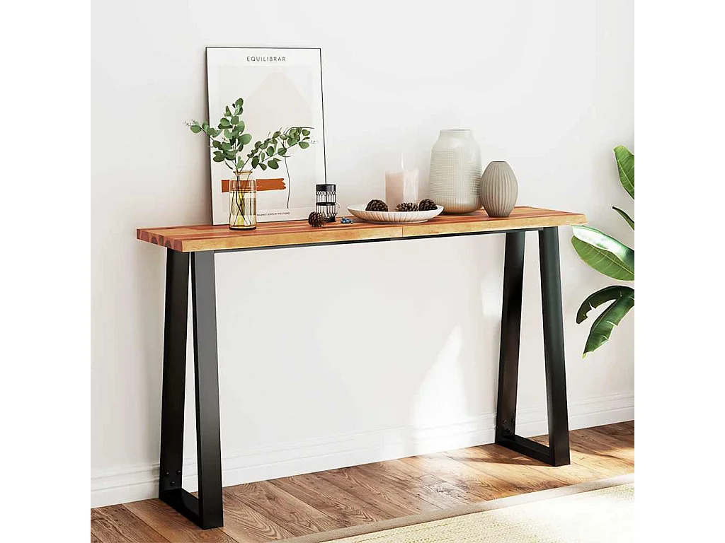 Wandtafel met natuurlijke rand 140x40x80 cm massief acaciahout