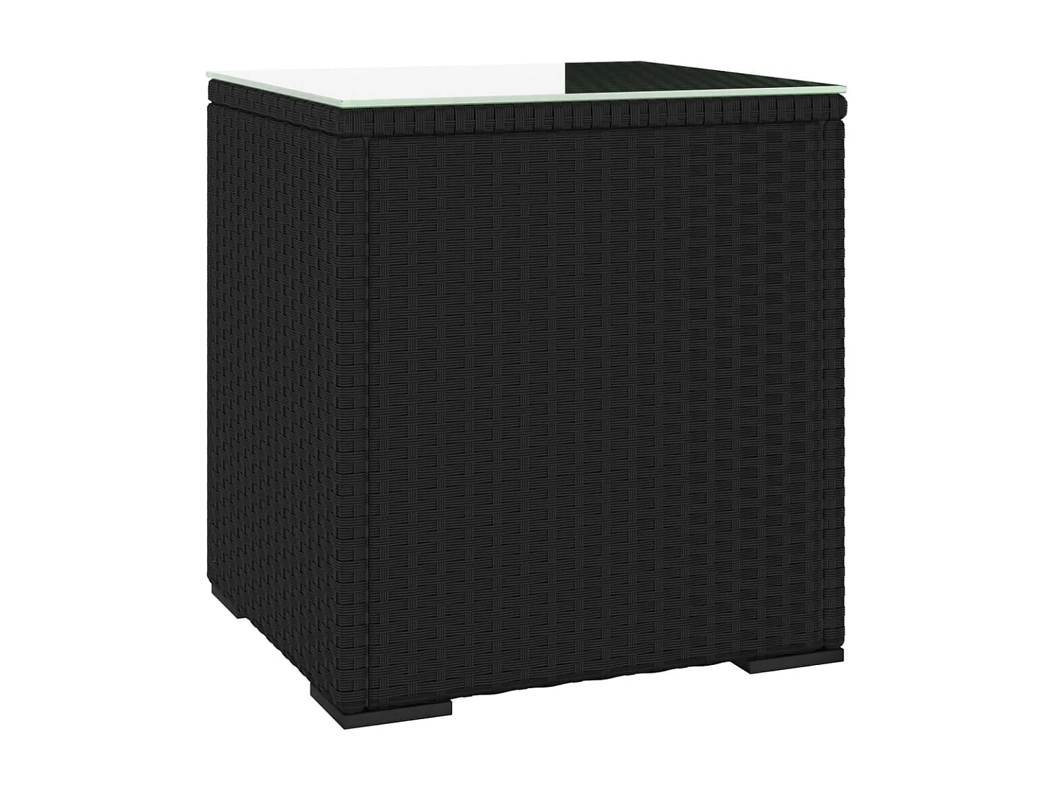 Bijzettafel 40x37x40,5 cm poly rattan en gehard glas zwart