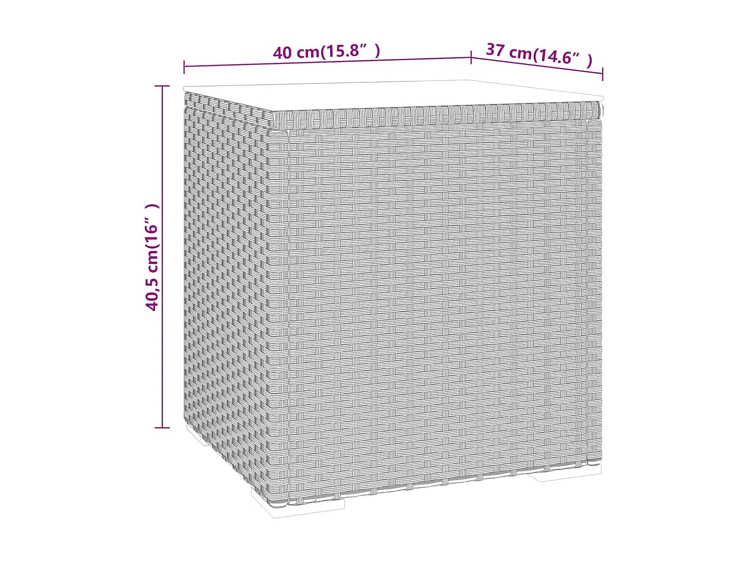 Bijzettafel 40x37x40,5 cm poly rattan en gehard glas zwart