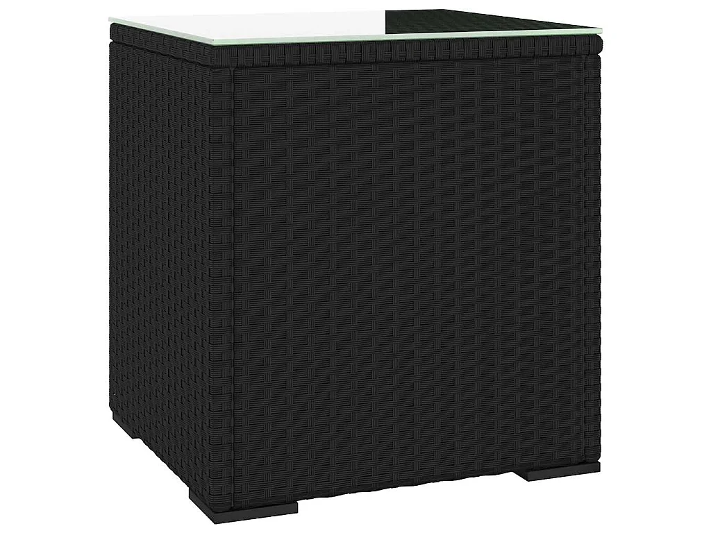 Bijzettafel 40x37x40,5 cm poly rattan en gehard glas zwart