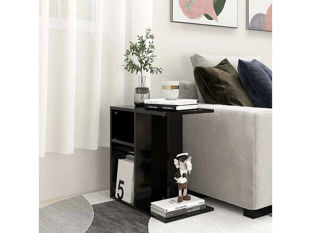Tavolino Nero 50x30x50 cm in Legno Multistrato
