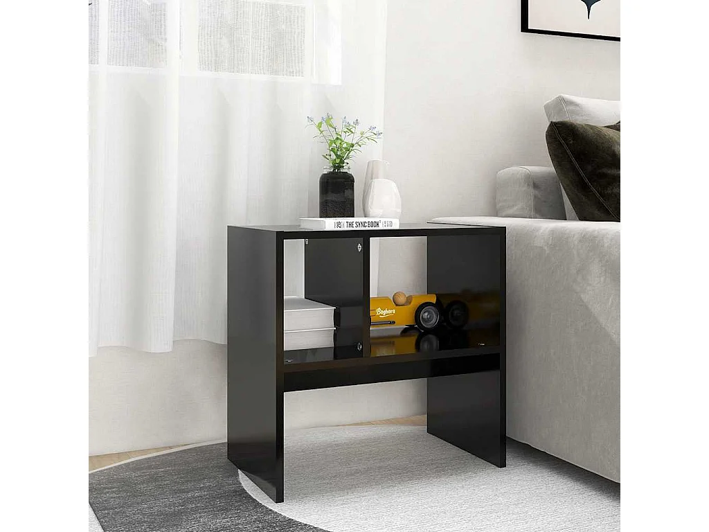 Tavolino Nero 50x30x50 cm in Legno Multistrato