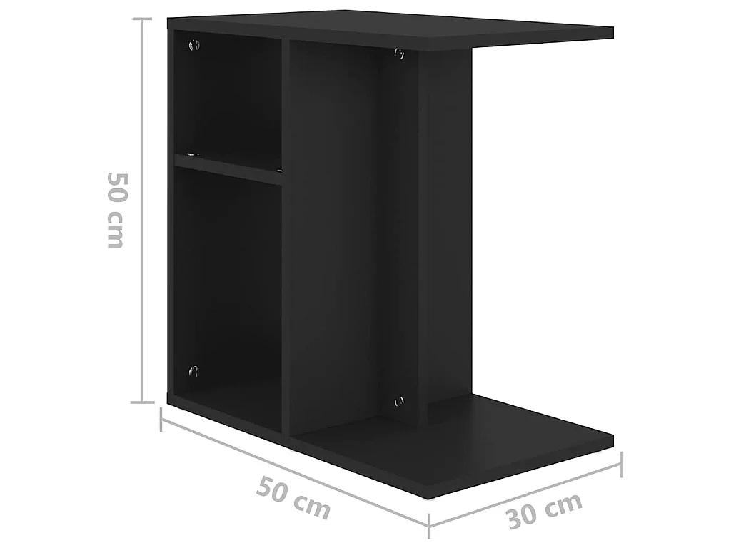 Tavolino Nero 50x30x50 cm in Legno Multistrato